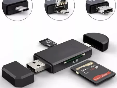 Kit Adaptador Usb C 3 En 1 - Lector De Memoria Sd - Otg Pc Color Negro